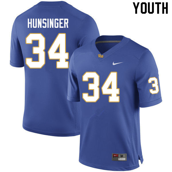 Youth #34 Jacob Hunsinger Pitt Panthers College Football Jerseys Sale-Royal